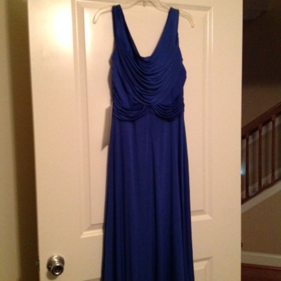 ROYAL BLUE SATIN SEMI FORMAL DRESS - Picture 1 of 4